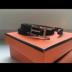 Brand New Hermès Leather Double-Wrap “H” Bracelet